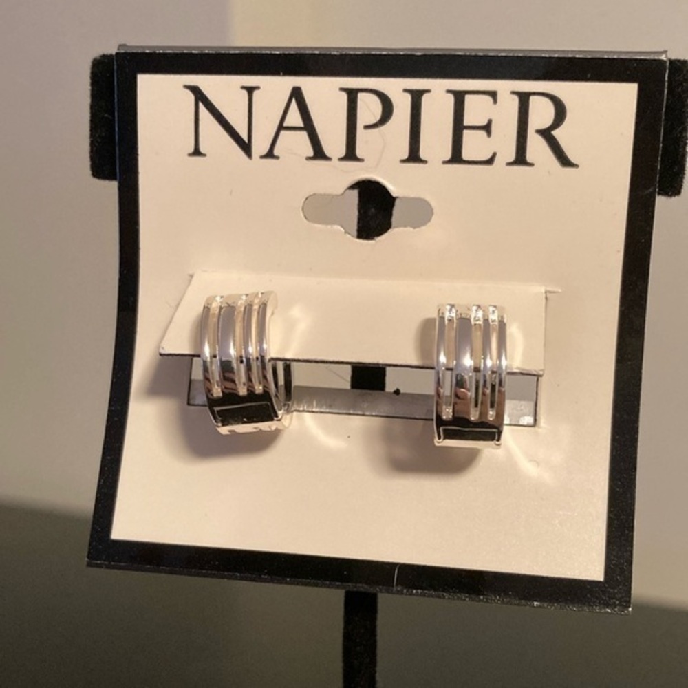 Napier Silver Multi-Band Earrings